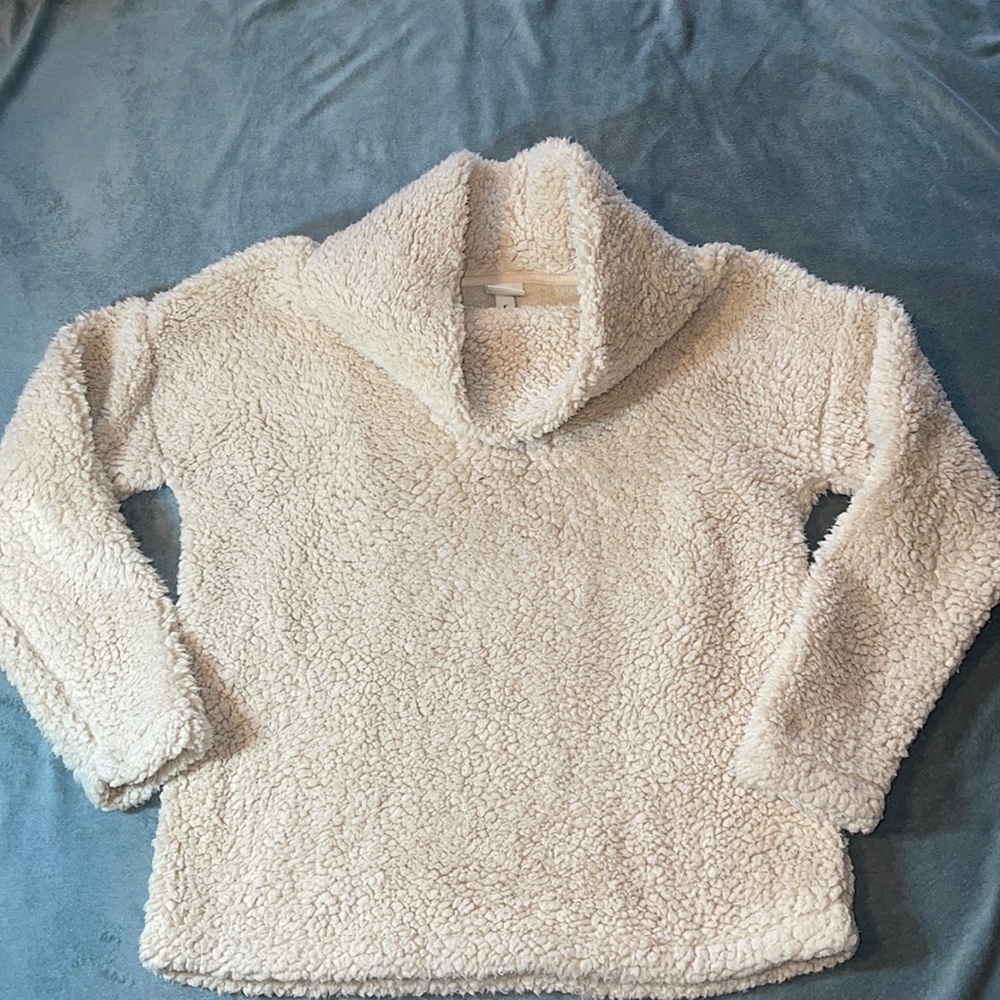 Fuzzy Cowl Neck Sweatshirt